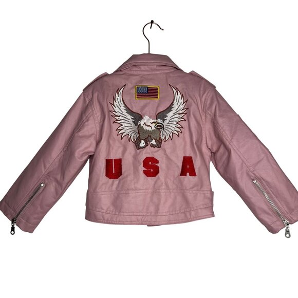Outdoor Habitat Toddler Light Pink Moto Jacket Size 2T USA Embroidered Eagle - Picture 5 of 10